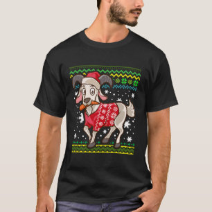 Kawaii geit draagt lelijke kersttrui t-shirt