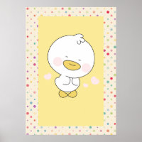 Kawaii Gele Eendje met Stippen Nursery Kunst