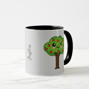 Kawaii Gelukige Knipogende Appelboom   Voeg Naam T Mok