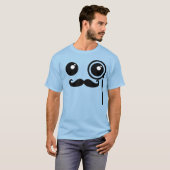 Kawaii Gelukkig Gezicht met Monocle en Mustache T- T-shirt (Voorkant volledig)