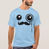 Kawaii Gelukkig Gezicht met Monocle en Mustache T- T-shirt (Voorkant)