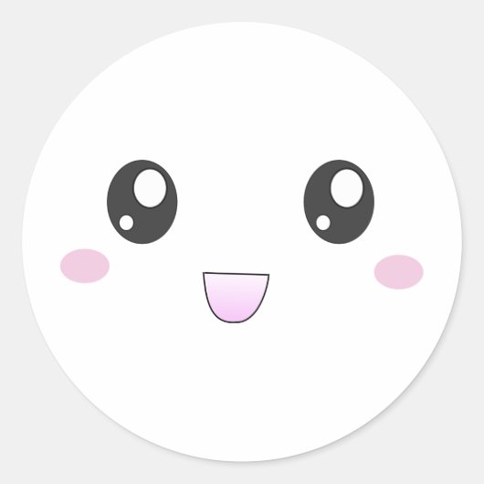 Kawaii gelukkig gezicht ronde sticker (Voorkant)
