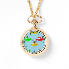 Kawaii gelukkige vliegtuigen horloge