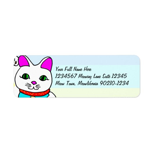 Kawaii Gelukskat Etiket (Voorkant)