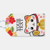 Kawaii gelukskat maneki cadeaulabel (Achterkant Horizontaal)