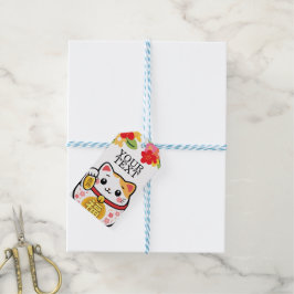 Kawaii gelukskat maneki cadeaulabel