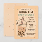 Kawaii Genderneutraal Pastel Boba Tea Baby shower Kaart (Voorkant / Achterkant)