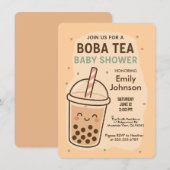 Kawaii Genderneutraal Pastel Boba Tea Baby shower Kaart (Voorkant / Achterkant)
