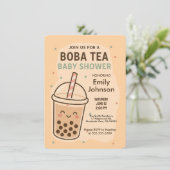 Kawaii Genderneutraal Pastel Boba Tea Baby shower Kaart (Staand voorkant)