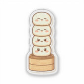 Kawaii Gestapelde Dumpling Bamboe Stoommand Sticker (Voorkant)
