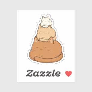 Kawaii Gestapelde Slaande Katten Stapels Illustrat Sticker