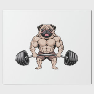 Kawaii Gewichtheffen Spierbundel Pugs Hond Liefheb Cadeaupapier