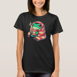Kawaii Gezellige Kikker met Warme Drank Warme Deke T-shirt