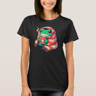 Kawaii Gezellige Kikker met Warme Drank Warme Deke T-shirt