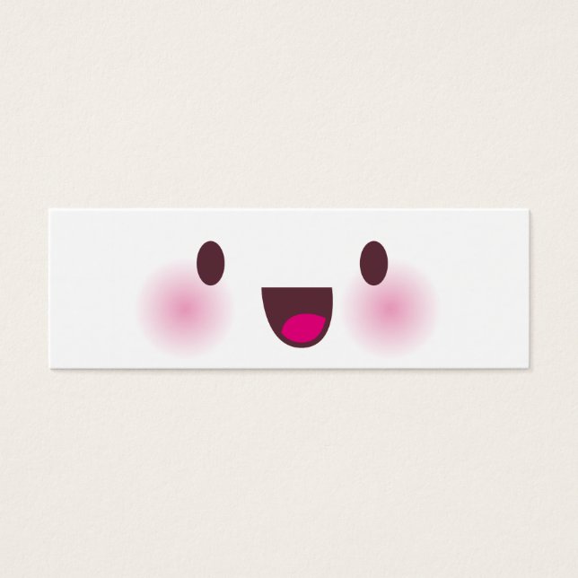 Kawaii gezicht bladwijzer mini visitekaartjes (Voorkant)