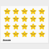 Kawaii Gezicht Gold Star Sticker (Vel)