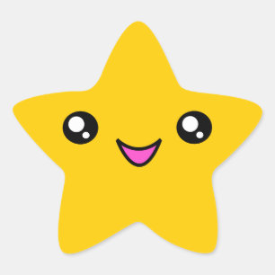 Kawaii Gezicht Gold Star Sticker