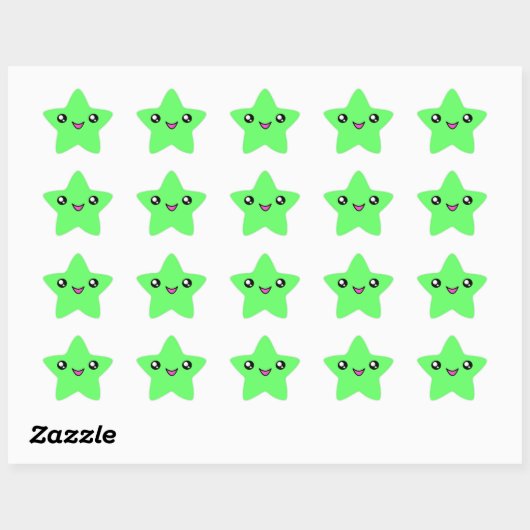 Kawaii Gezicht Groene Ster Sticker (Vel)