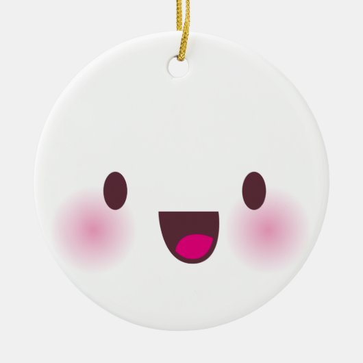 Kawaii-gezicht Keramisch Ornament (Voorkant)