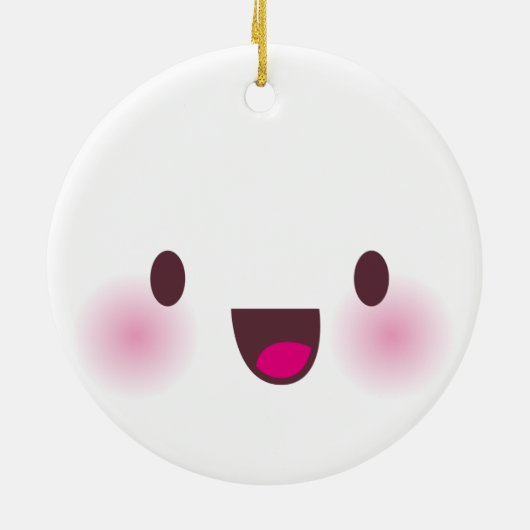 Kawaii-gezicht Keramisch Ornament (Achterkant)