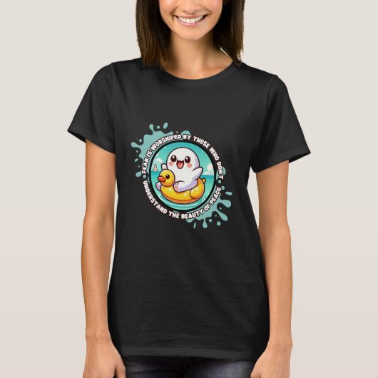 Kawaii Ghost aan het spelen op het strand T-shirt (Voorkant)