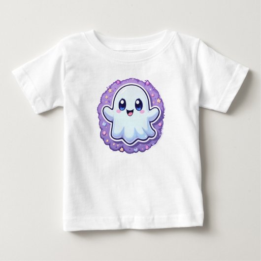 Kawaii Ghost Baby Bodysuit – Schattigee Halloween  (Voorkant)