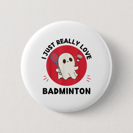 Kawaii Ghost Badminton Lover Ik hou gewoon echt va Ronde Button 5,7 Cm (Voorkant)