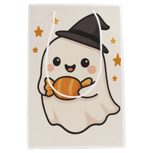 Kawaii Ghost beroemd gemaakt door Halloween Snoep Medium Cadeauzakje (Voorkant)