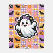 Kawaii Ghost Blanket – Schattigee Patchwork Cartoo Fleece Deken (Voorkant)