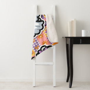 Kawaii Ghost Blanket – Schattigee Patchwork Cartoo Sherpa Deken
