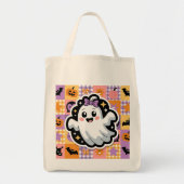 Kawaii Ghost Blanket – Schattigee Patchwork Cartoo Tote Bag (Voorkant)