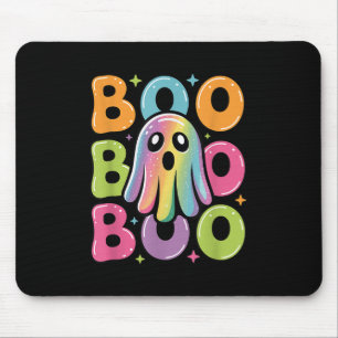 Kawaii Ghost Boo met Sparkles Halloween kleurrijk Muismat