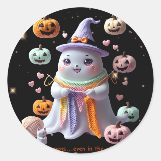*Kawaii Ghost Breien Sticker – Schattigee Hallowee (Voorkant)