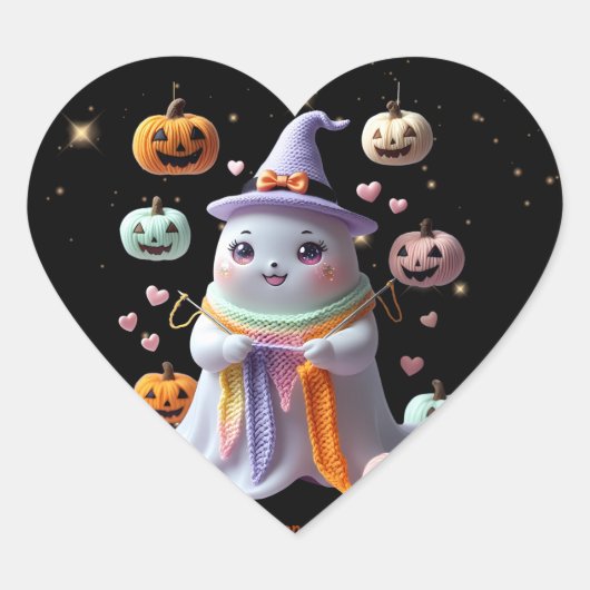 *Kawaii Ghost Breien Sticker – Schattigee Hallowee (Voorkant)