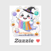 Kawaii Ghost Breien Sticker - Schattigee Halloween (Vel)
