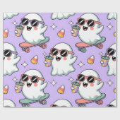 Kawaii Ghost Bubble Tea Pattern – Schattigee paste Cadeaupapier (Vlak)