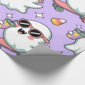 Kawaii Ghost Bubble Tea Pattern – Schattigee paste Cadeaupapier (Hoek)
