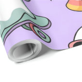 Kawaii Ghost Bubble Tea Pattern – Schattigee paste Cadeaupapier (Rol Hoek)