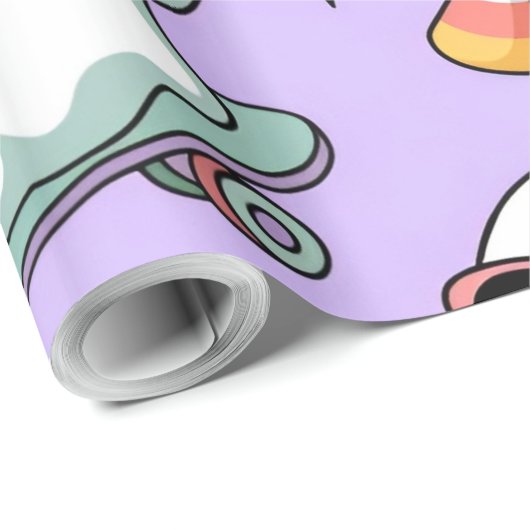 Kawaii Ghost Bubble Tea Pattern – Schattigee paste Cadeaupapier (Rol Hoek)