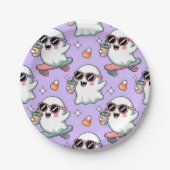 Kawaii Ghost Bubble Tea Pattern – Schattigee paste Papieren Bordje (Voorkant)