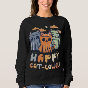 Kawaii Ghost Cats Happy Cat-loween Halloween Pun Trui