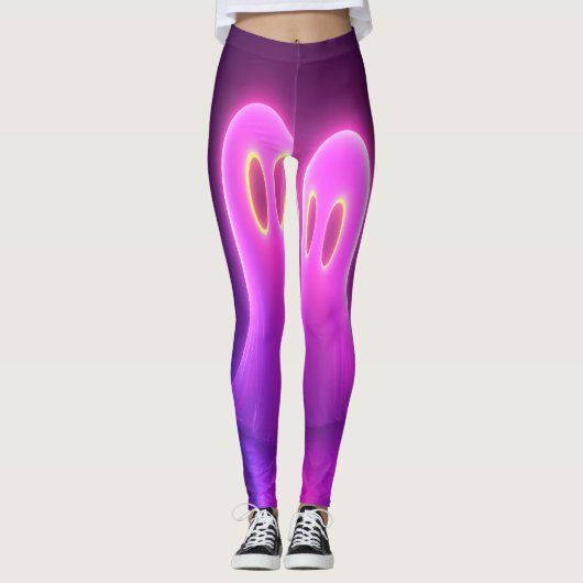 Kawaii Ghost Couple - Neon Love Spirits Leggings (Voorkant)
