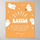 Kawaii Ghost Diaper Raffle Baby shower Spel Sign Poster (Voorkant)