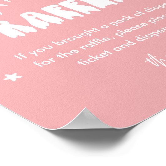 Kawaii Ghost Diaper Raffle Baby shower Spel Sign Poster (Hoek)