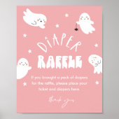 Kawaii Ghost Diaper Raffle Baby shower Spel Sign Poster (Voorkant)