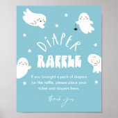 Kawaii Ghost Diaper Raffle Baby shower Spel Sign Poster (Voorkant)