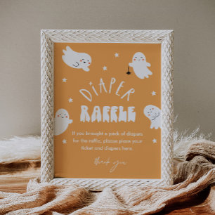 Kawaii Ghost Diaper Raffle Baby shower Spel Sign Poster