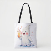 Kawaii Ghost Drink Soda Canvas tas (Voorkant)
