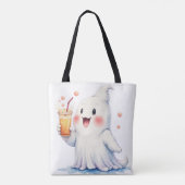 Kawaii Ghost Drink Soda Canvas tas (Achterkant)