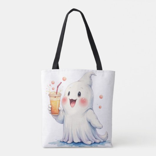 Kawaii Ghost Drink Soda Canvas tas (Achterkant)
